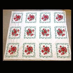 Wilendur Red Lily Tablecloth Vintage 54” x 64”